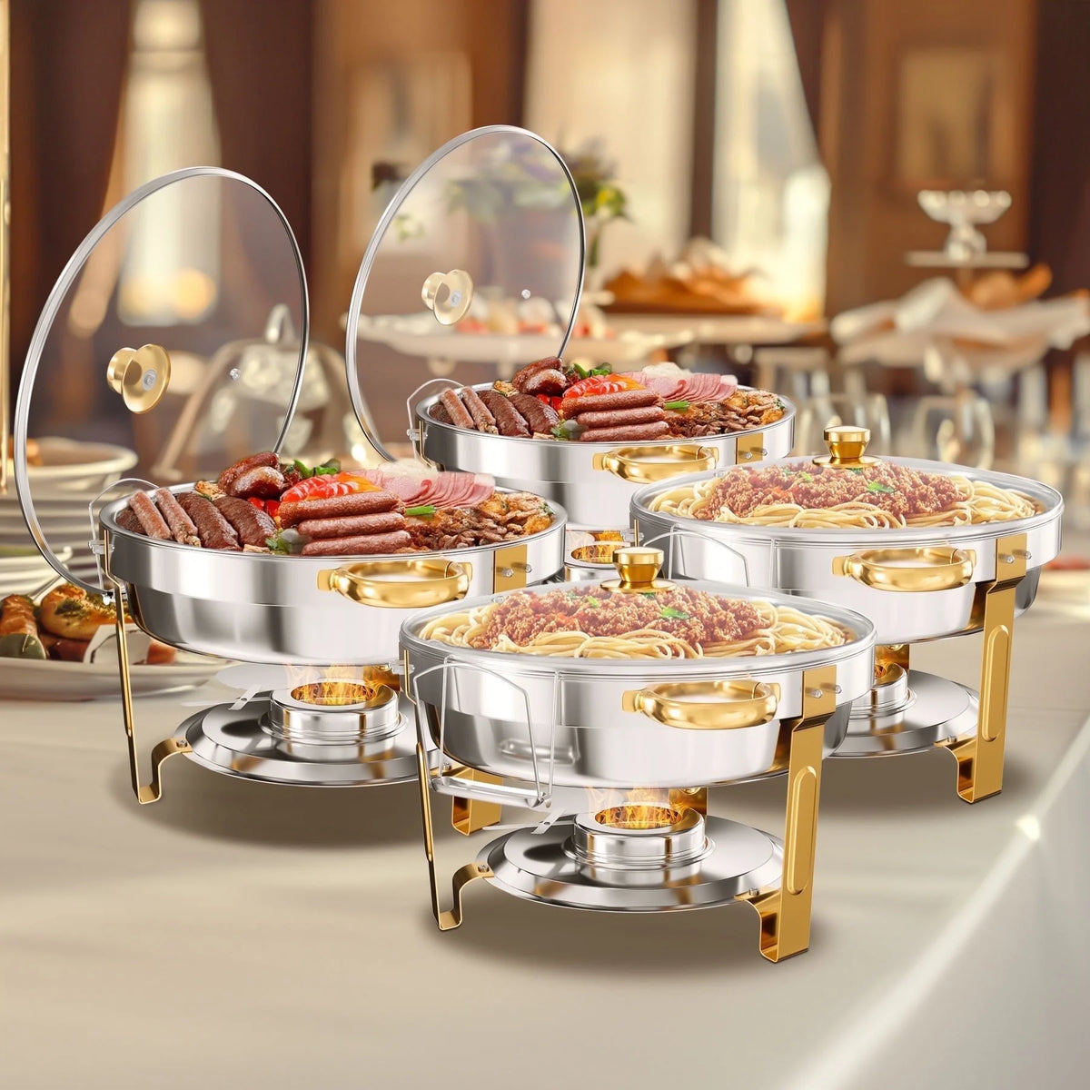 2/4/6 Pack Stainless Steel Chafing Dish Buffet Chafer