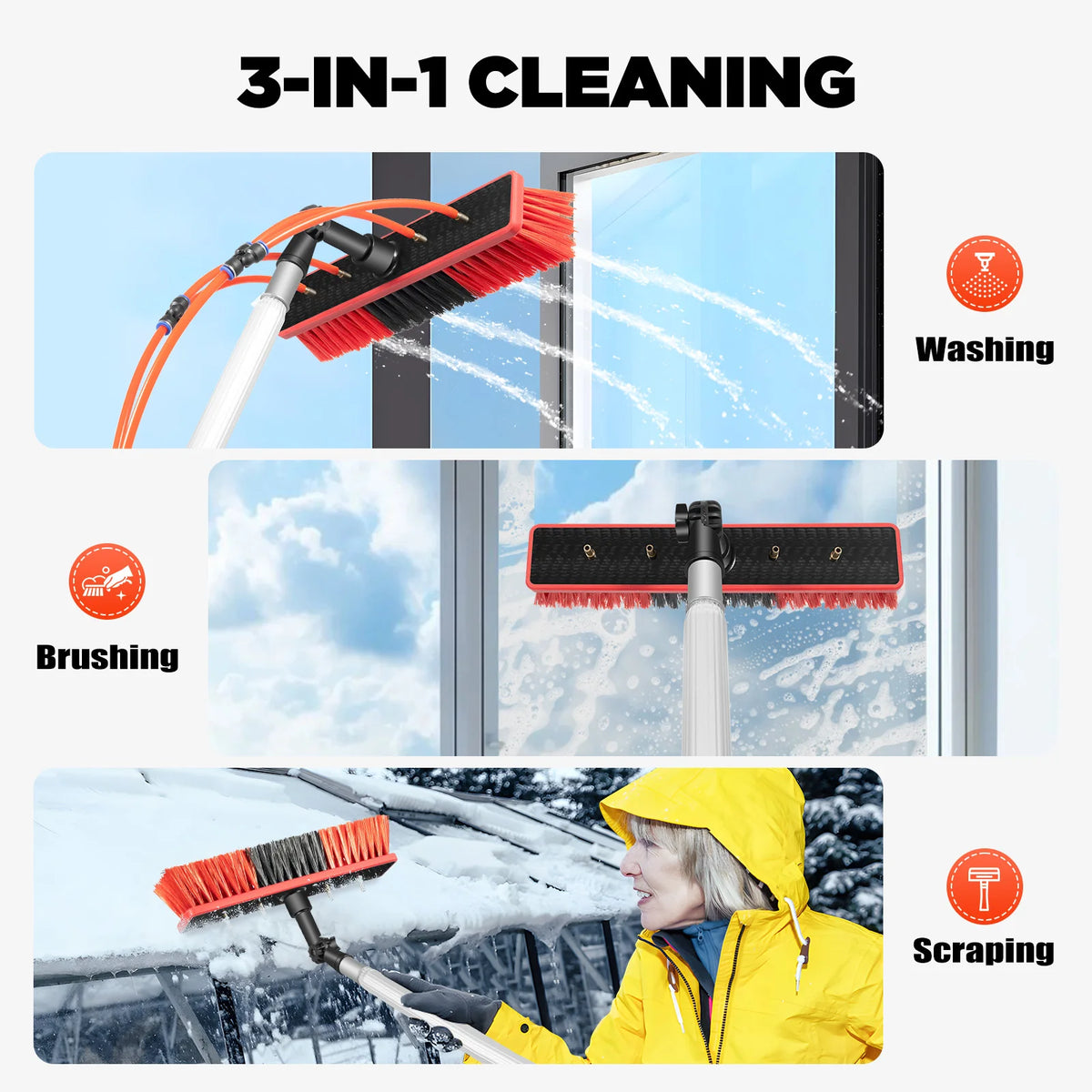 92m Solar Panel Cleaning Brush&Pole Adjustable Water Fed