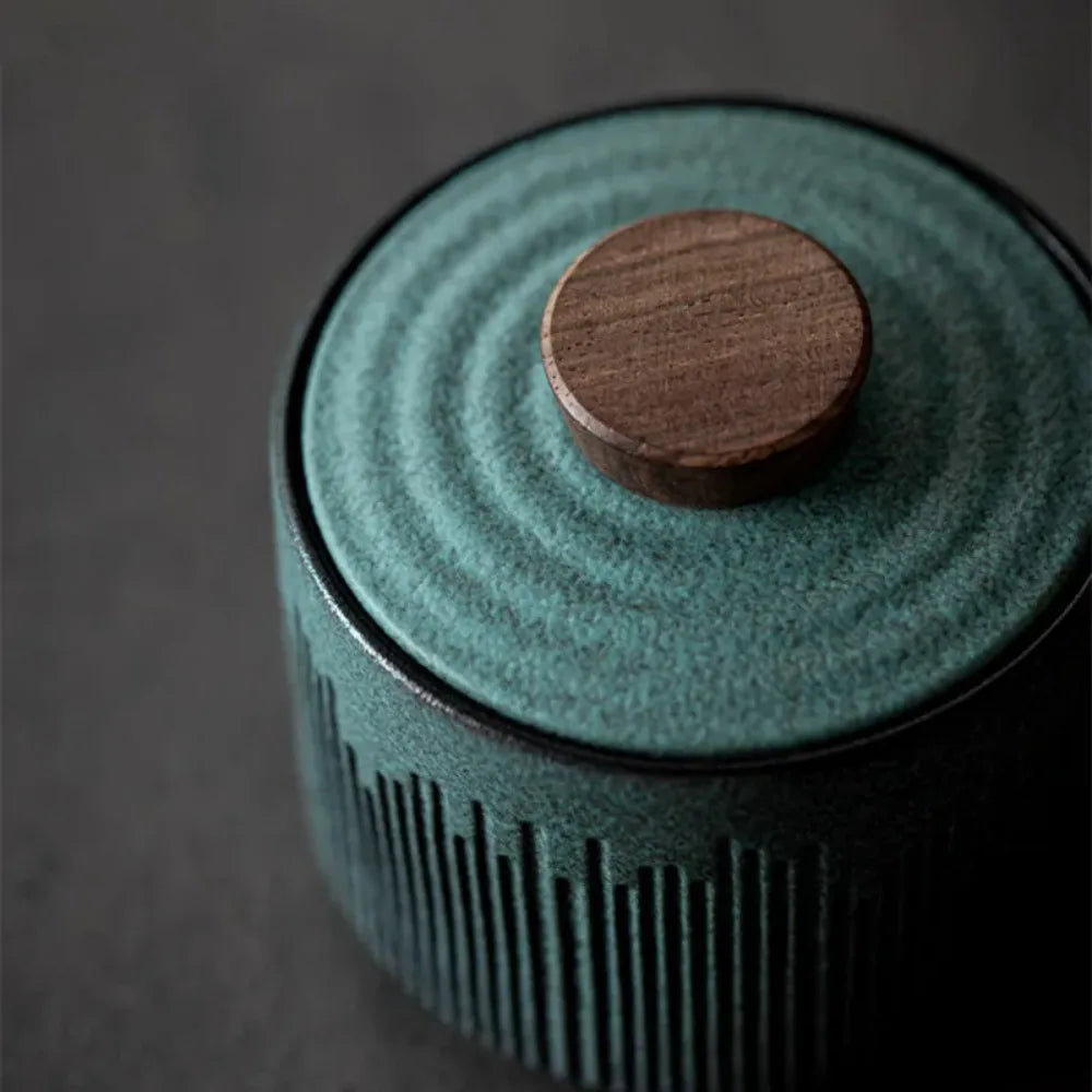 Small Tea Caddy Ceramic Jar Coffee Can Tea