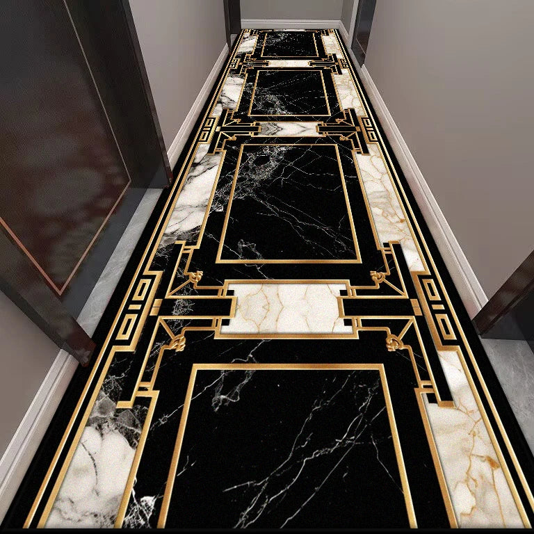 Golden Long Corridor Carpet Luxury European Decoration Hallway