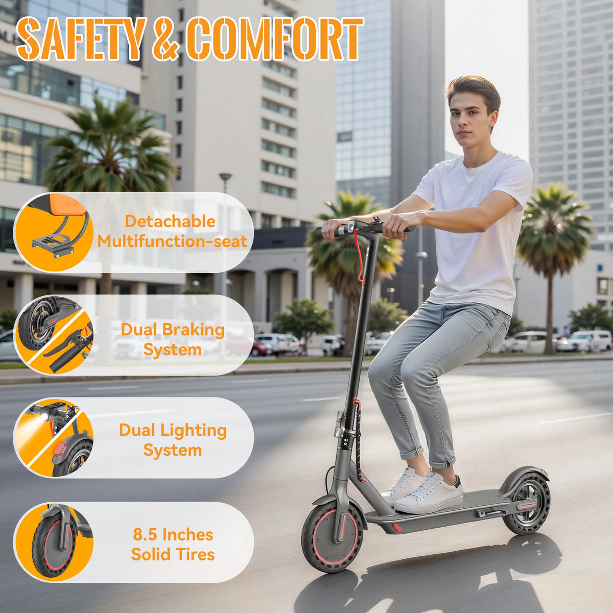 Dual Brake Electric Scooter Seat Storage Bag 350w