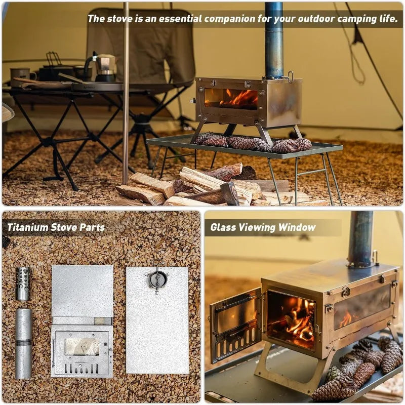 430 Stainless Steel Tent Stove Foldable Side Glass