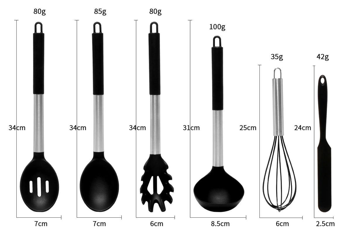 Black Non-Stick Silicone Kitchenware Cooking Utensils Cookware