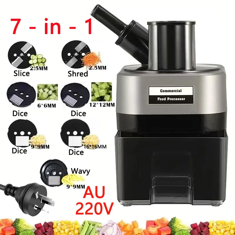 Commercial Double Spout Vegetable Cutter In Dicing Shredding