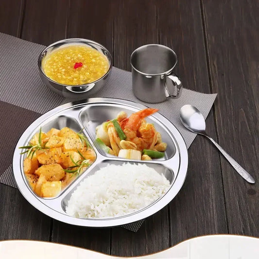 Dish Dinner Plate 1pcs Silver Stainless Steel Sections