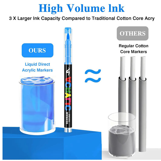 12-168 Colors Acrylic Paint Pens Markers Brush Tip