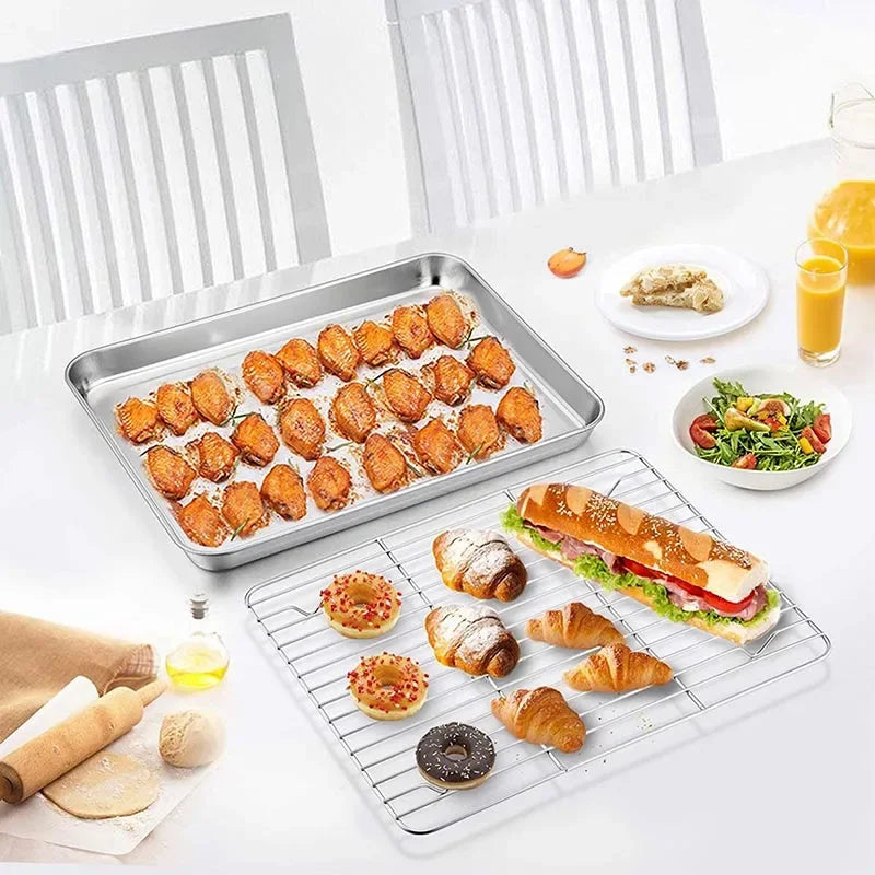Rectangular Stainless Steel Grill Cookie Baking Pan Removable