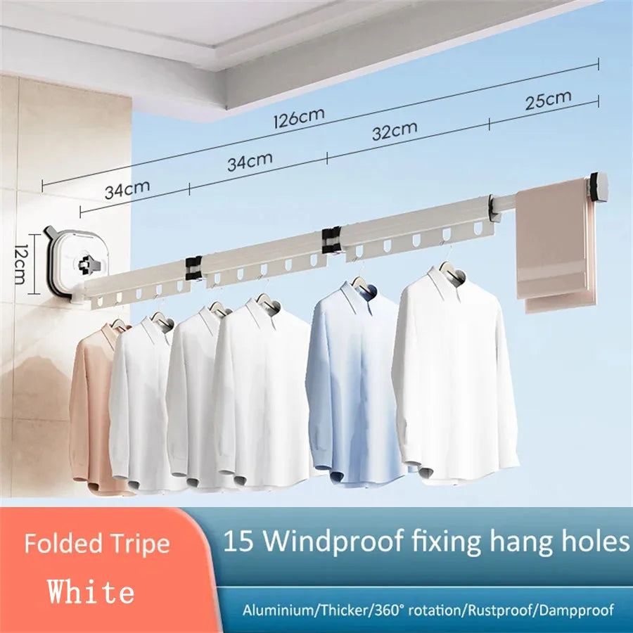 Retractable Drying Rack Suction Cup No Punching Aluminum