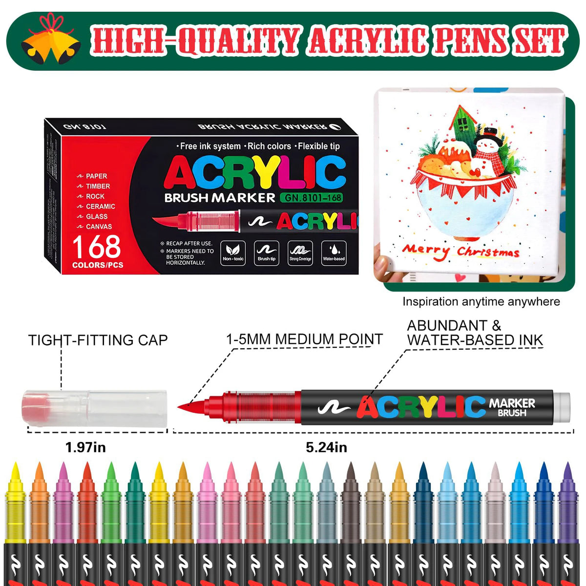Guangna 168 Colors/Set Brush Tip Acrylic Paint Pens