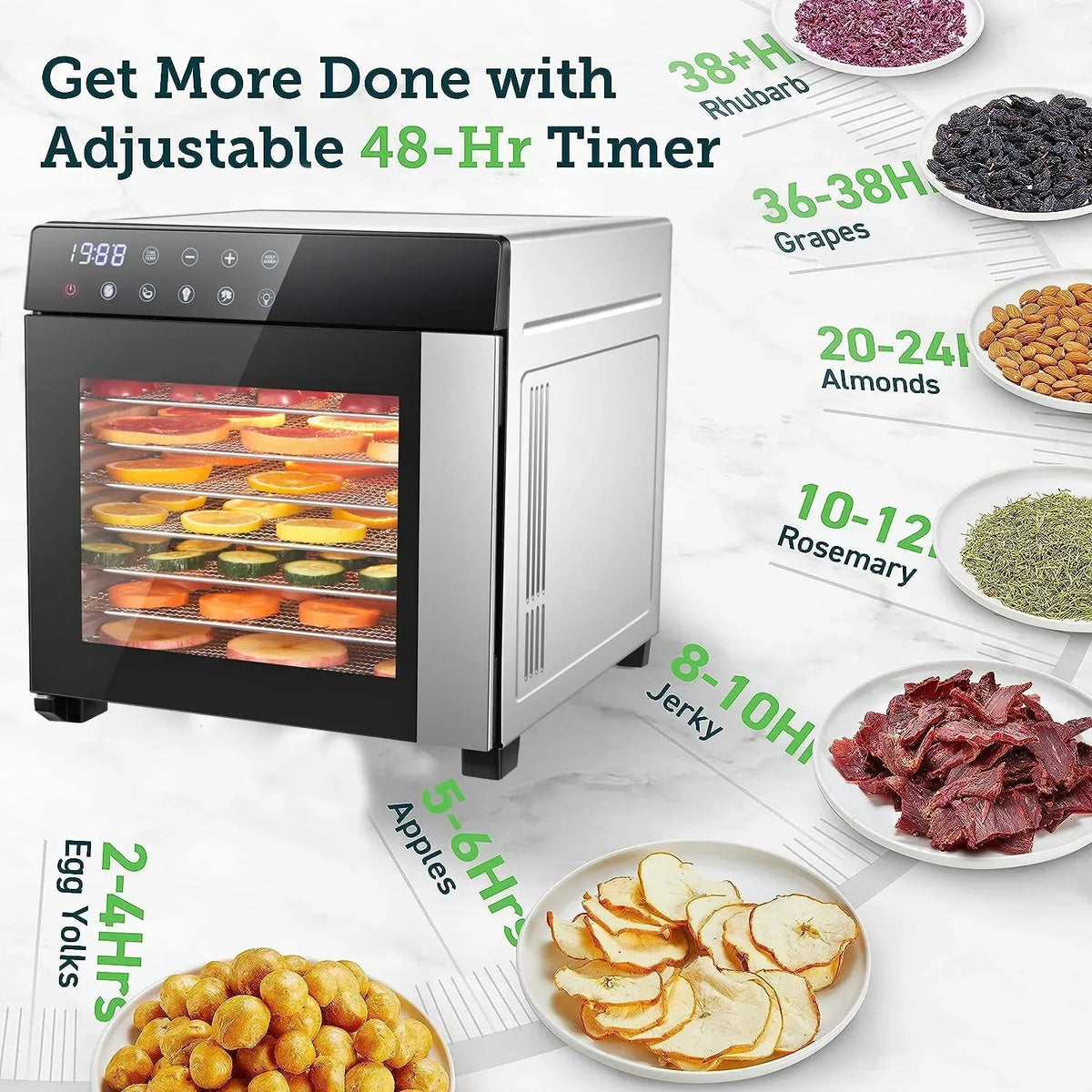 8-Tray Stainless Steel 600w Presets & Digital Timer