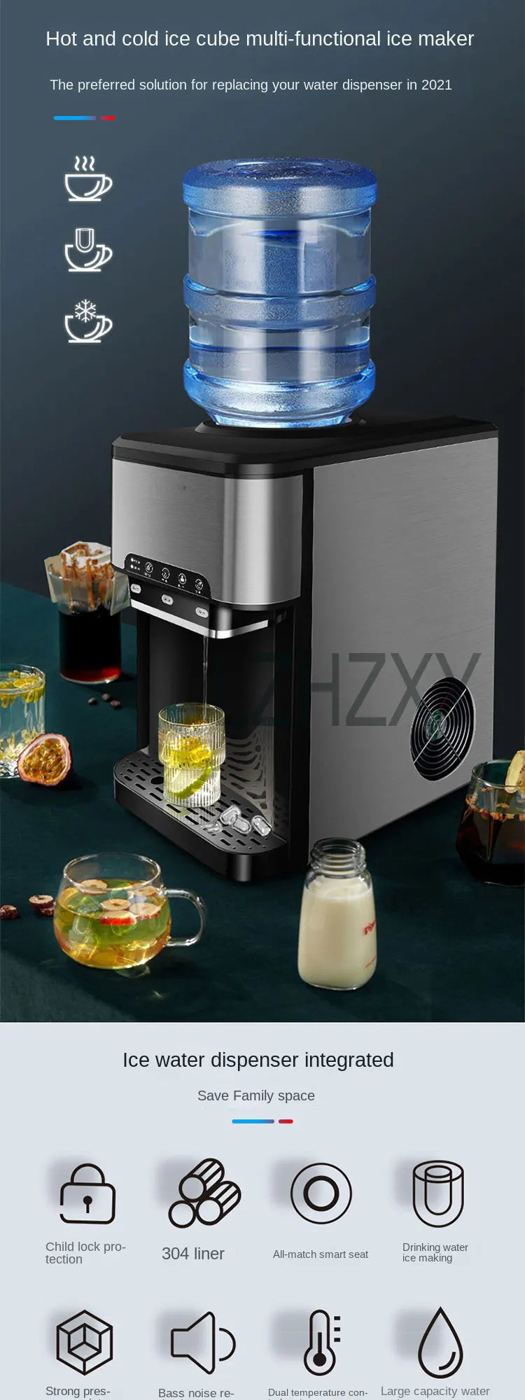 Drinking Water Ice Maker 48lbs Daily Ice Cube
