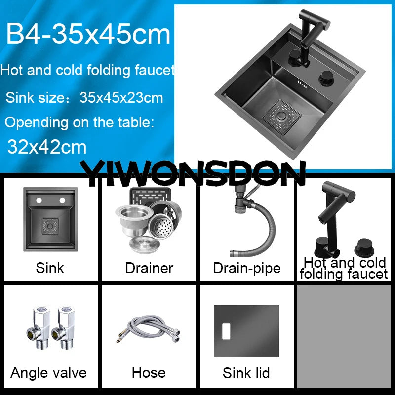 Nano Hidden Bar Sink Black Folding Faucet Silvery