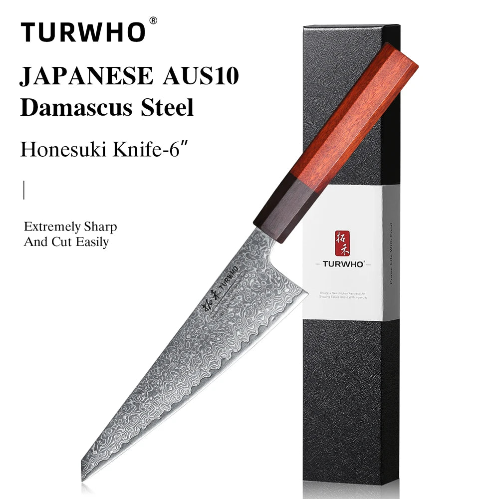 Turwho Hand Forged Japanese Chef Knife Damascus Steel