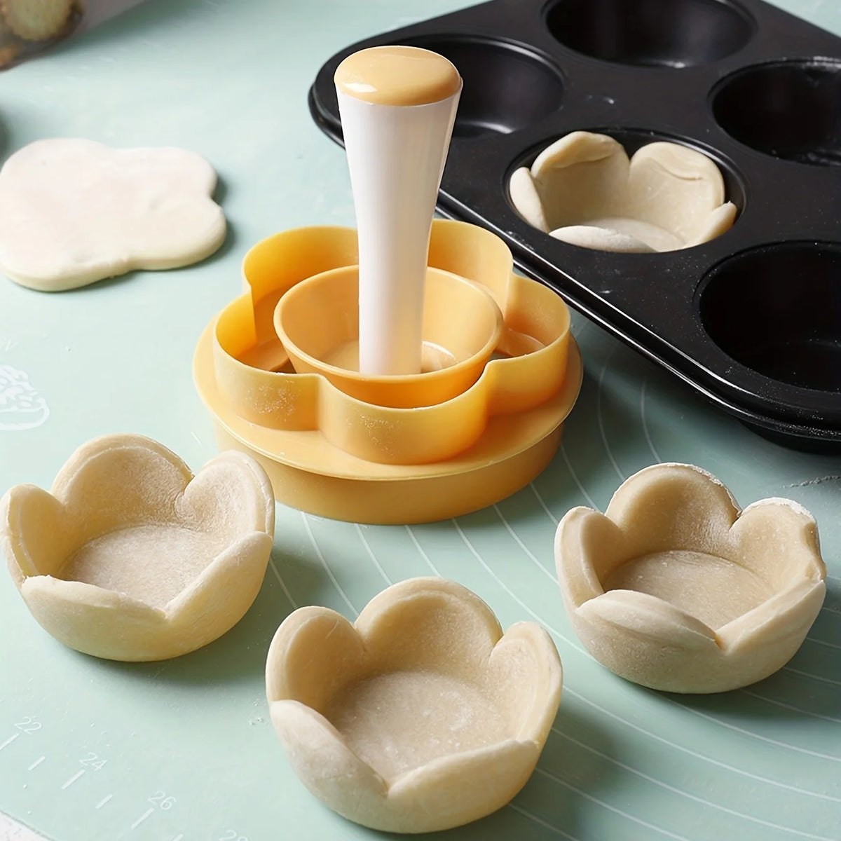 2pcs Flower Pastry Cutter Tart Tamper Unit-Perfect Baking