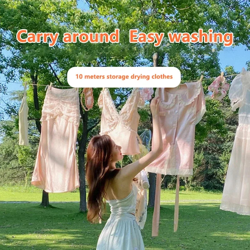 10m Retractable Clothesline Outdoor Travel Clothes Drying Rack