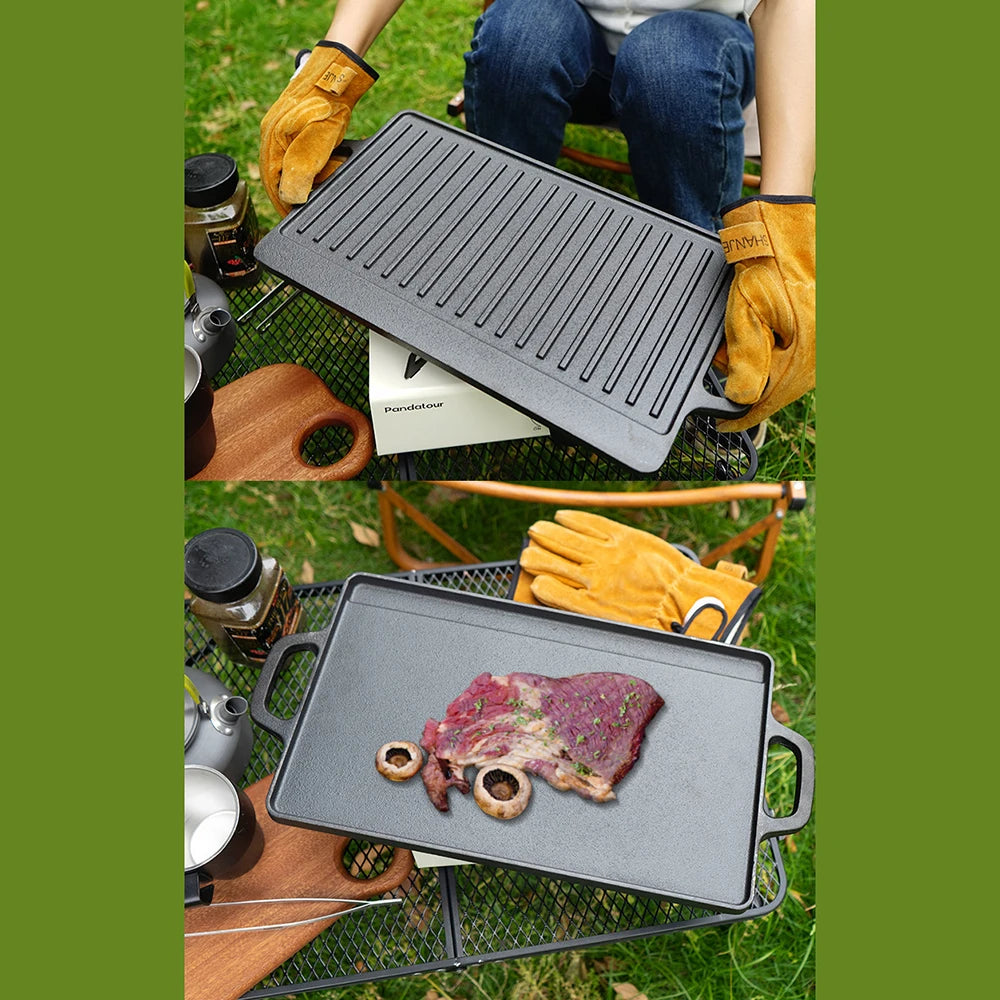 Cast Iron Reversible Grill Griddle Double Sided Grill
