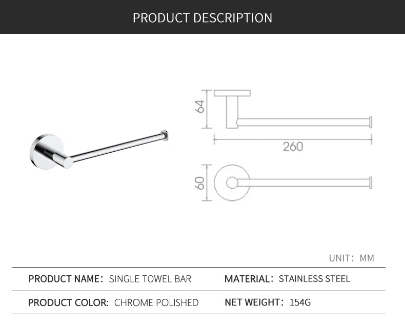 Bathroom Towel Rack Shelf Paper Holder Stainless Steel