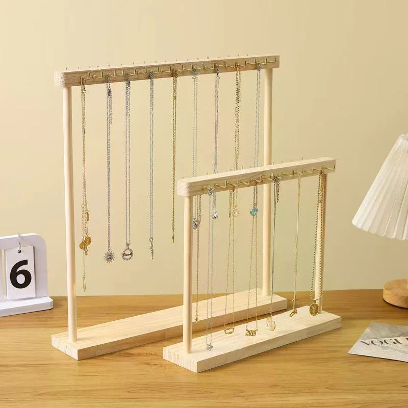 Jewelry Organizer Display Stand Solid Wood Necklace Hanging