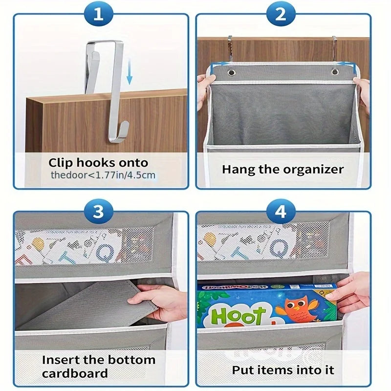 5-Shelf Hanging Storage Organizer - Behind Door Anti-Tilt