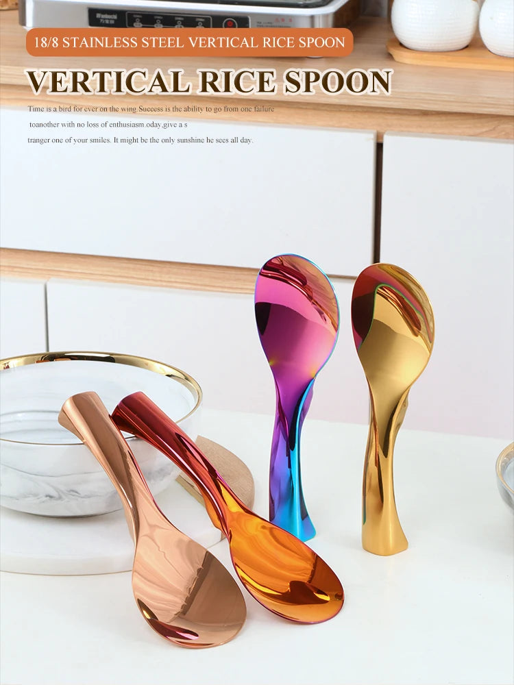 Stainless Steel Rice Spoon Golden Serving Spoons High