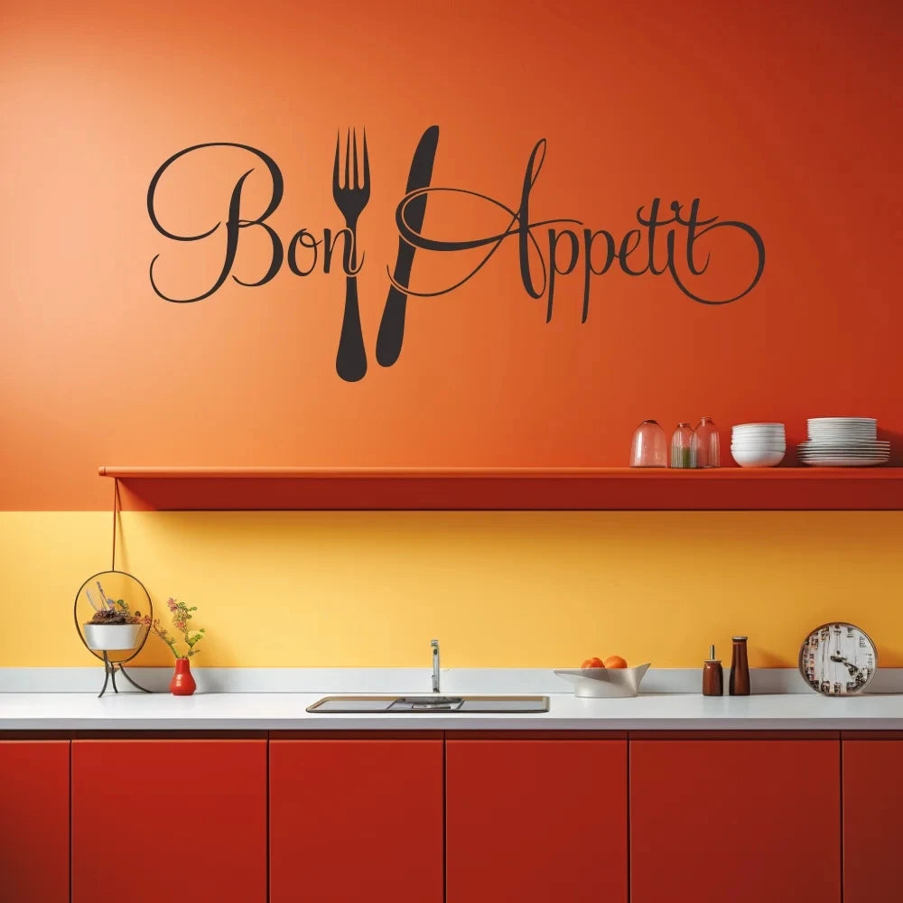 Pc Bon App Tit Fork Knife Wall Sticker