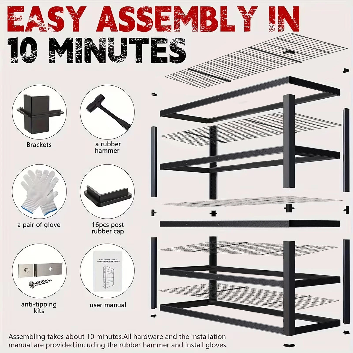 84 Inch Heavy-Duty Metal Storage Rack 2000 Lb