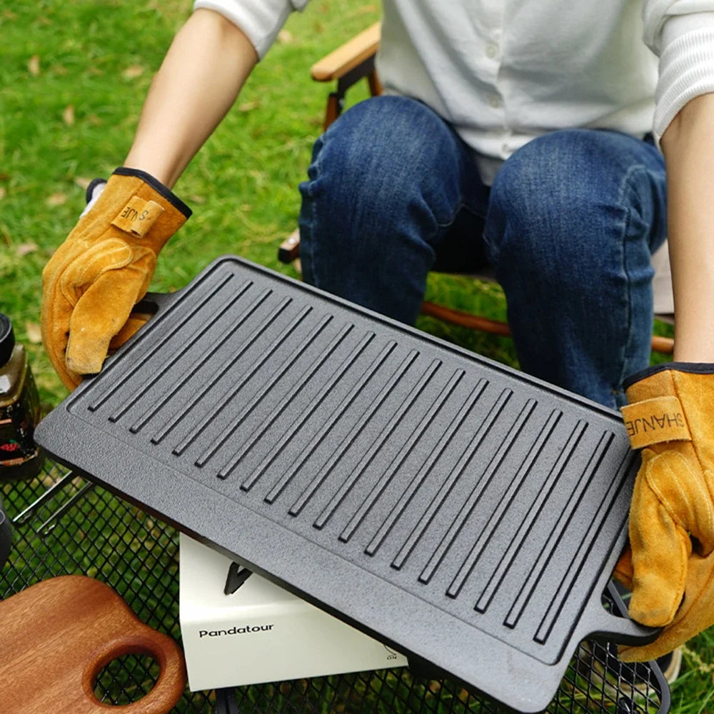 Cast Iron Reversible Grill Griddle Double Sided Grill