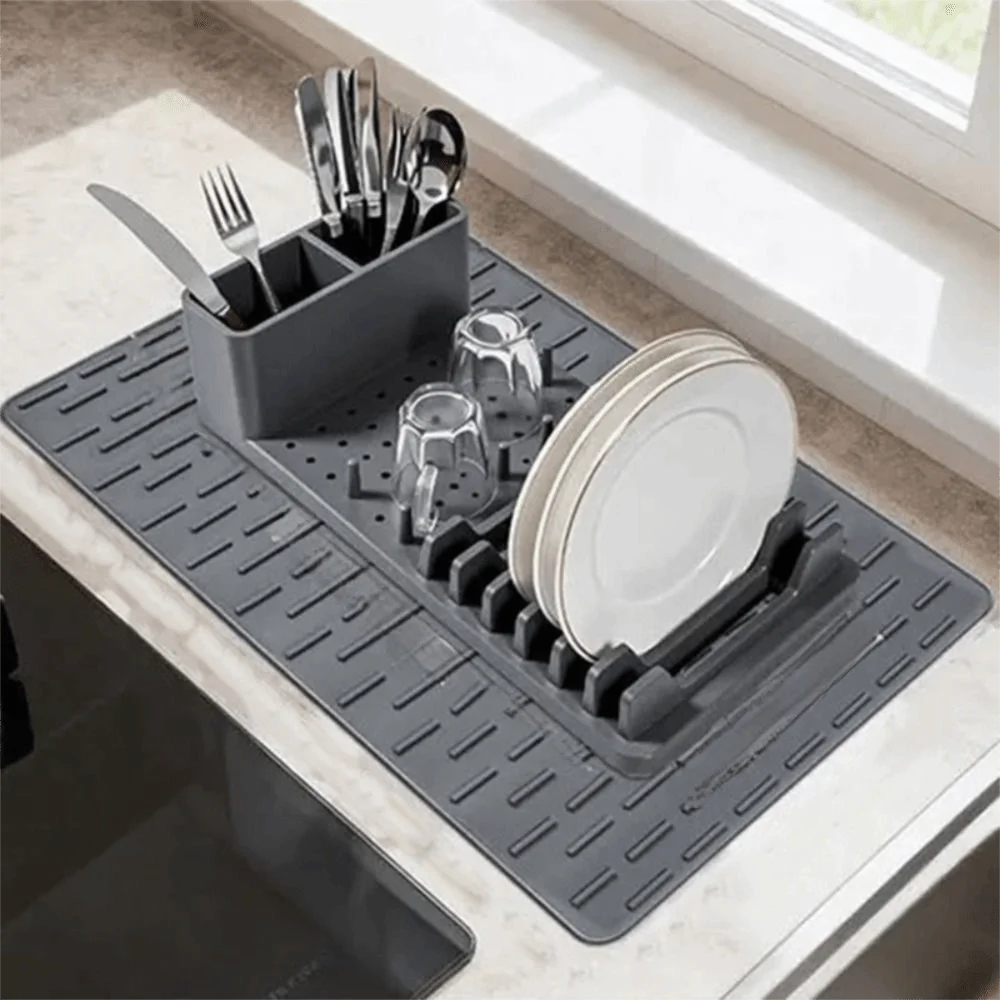 Durable Silicone Dish Drying Rack Heat-Resistant Drain Design