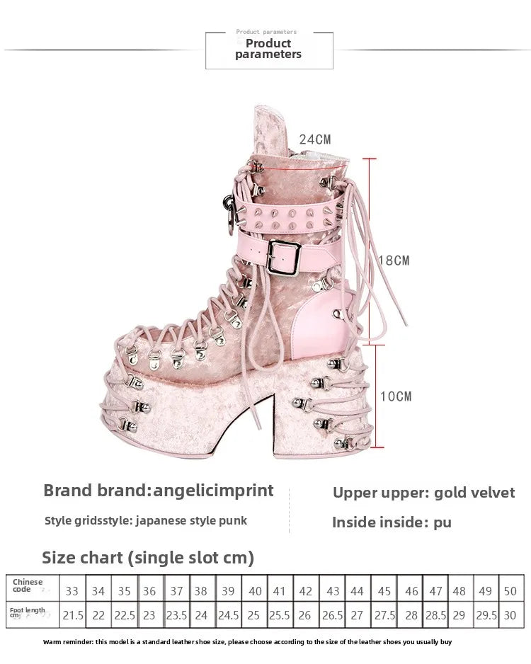 Lolita Punk Shoes Round Head Ultra High Heels