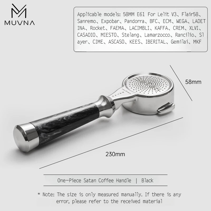 Muvna Espresso One-Piece Portafilter Satan Series 58mm E61