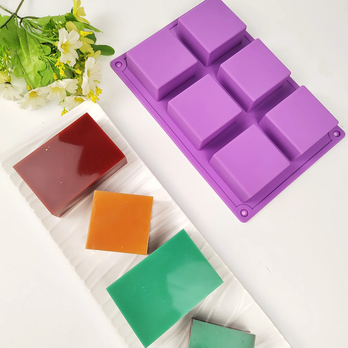 Handmade Holes Lovely Square Silicone Soap Mold Soap