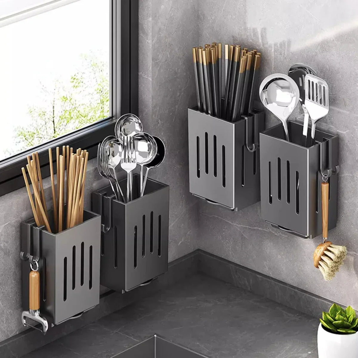 1pc Chopsticks Holder Hanging Utensil Drying Rack Hooks