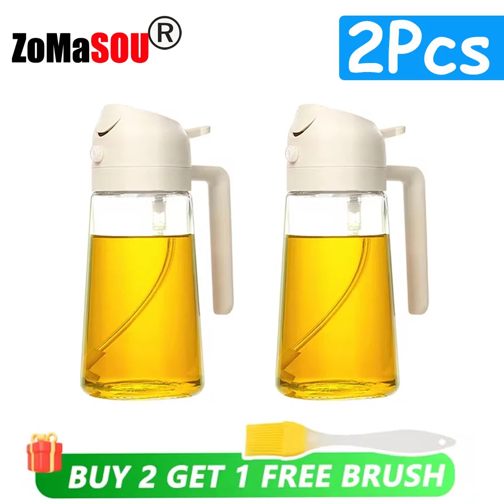 1-4pc 2-In-1 Sprayer Pourer Oil Empty Bottle Plastic