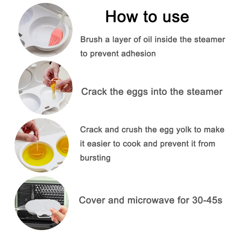 1pc Reusable Microwave Egg Cooker Food Grades Plastic