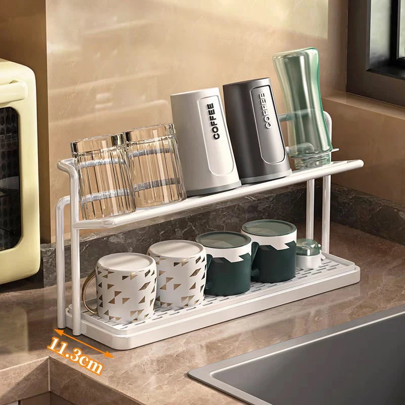 Stainless Steel 2-Tier Bottle Drying Rack Drain Tray
