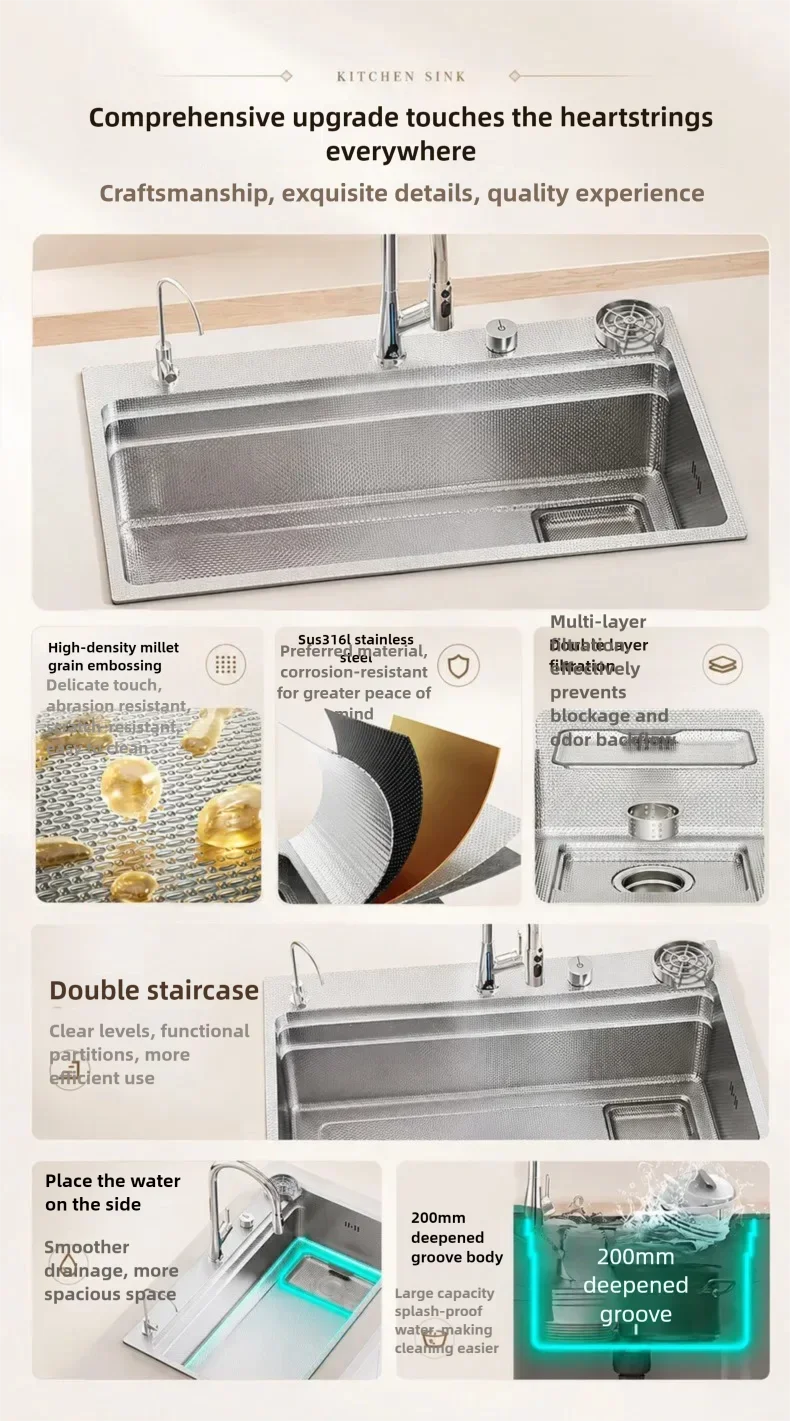 316l Stainless Steel Sink Undermount Sinks Antiscratch Rice