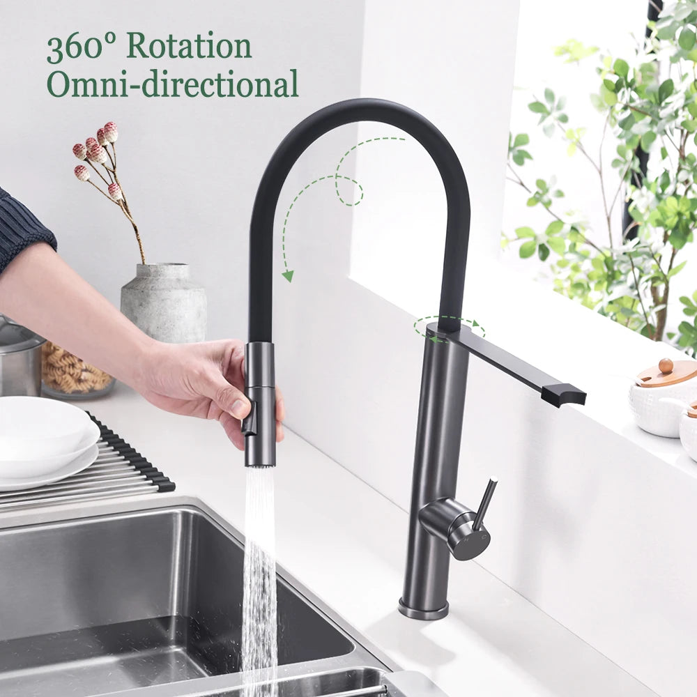 Faucet Gunmetal Flexible Pull Out Water Tap Nozzle