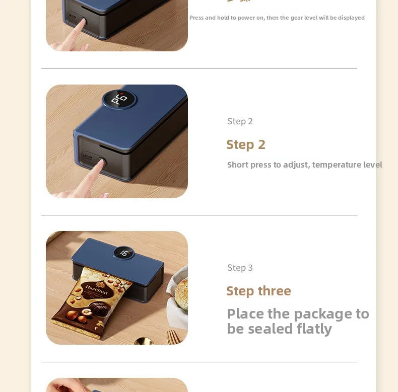 Compact In Rechargeable Bag Sealer Heat Seal Cutter