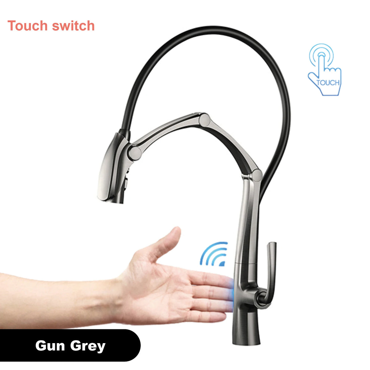 Luxury Gunmetal Brass Faucet Led Display Sensor&Pull-Out