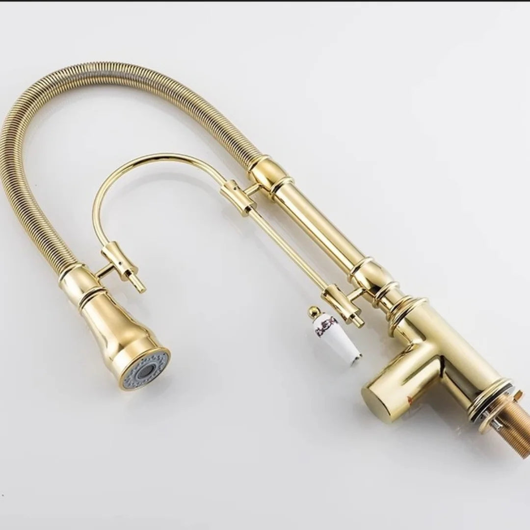Gold Pull Down Faucet Brass Cold Sink Faucet
