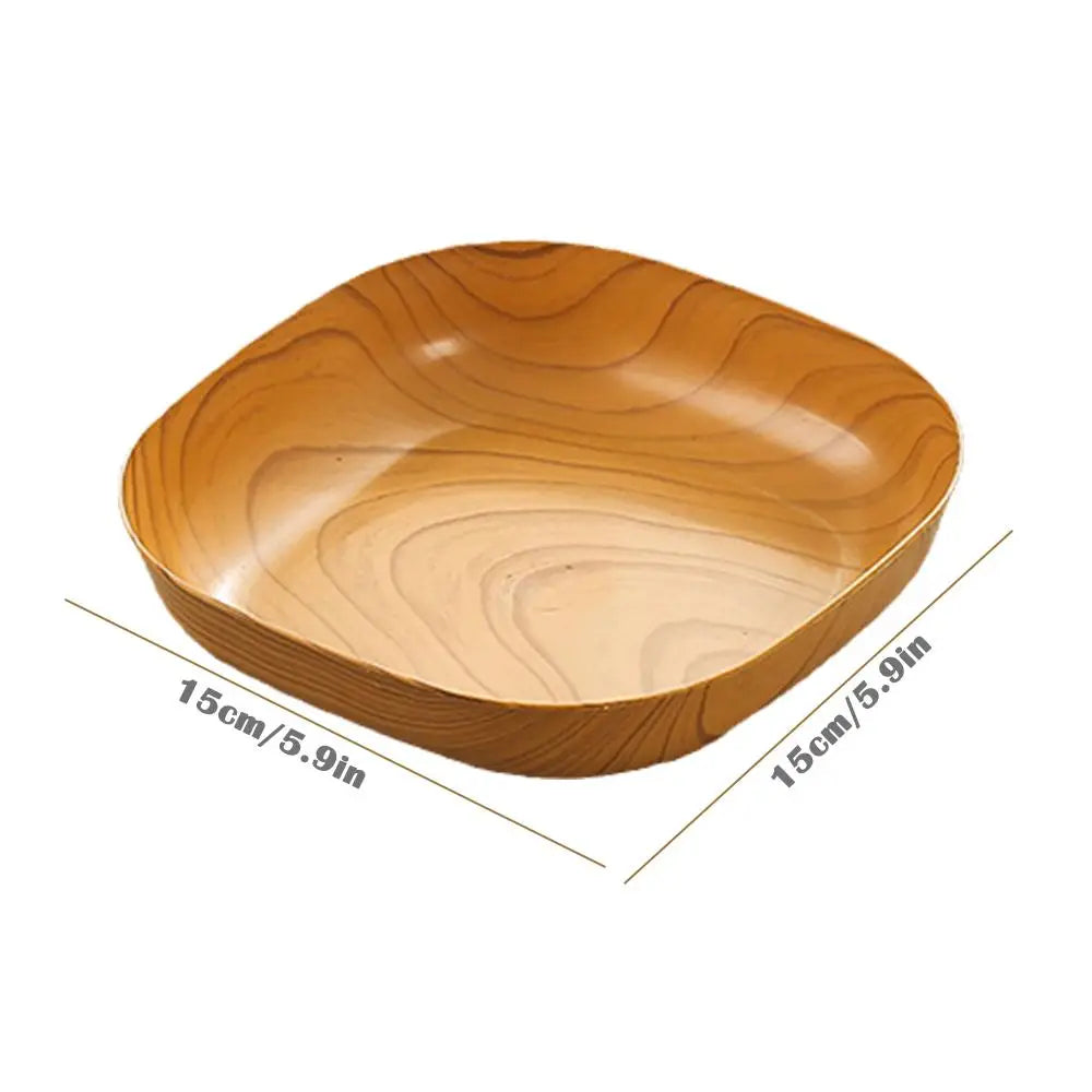 10pcs Japanese-Style Plastic Dish Simple Imitation Wood Grain