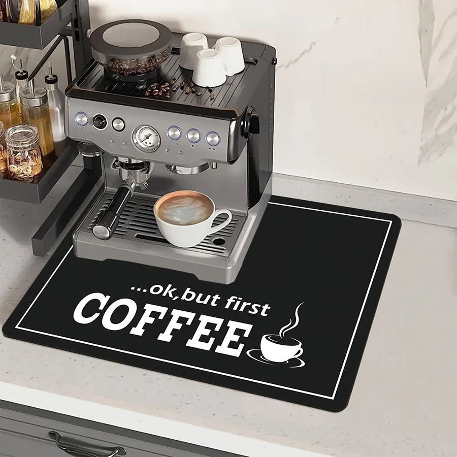 1pc Black Letter Coffee Printed Coffee Machine Mat