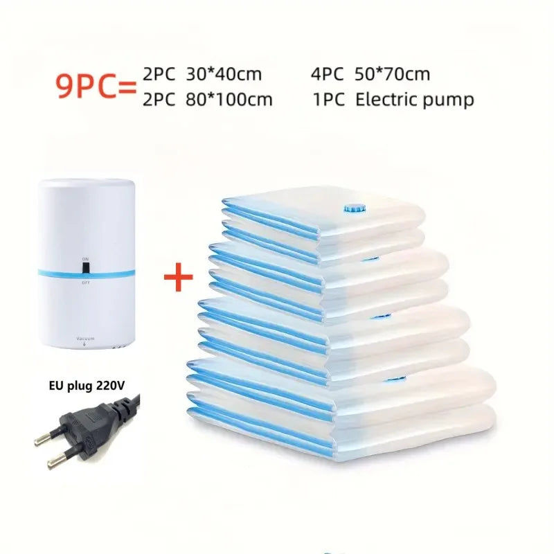 7/9 Pc Compression Bag Electric Pump Travel Vacuum