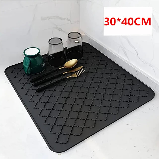 Dish Drying Mat Counter Silicone Drain Pad Heat-Resistant
