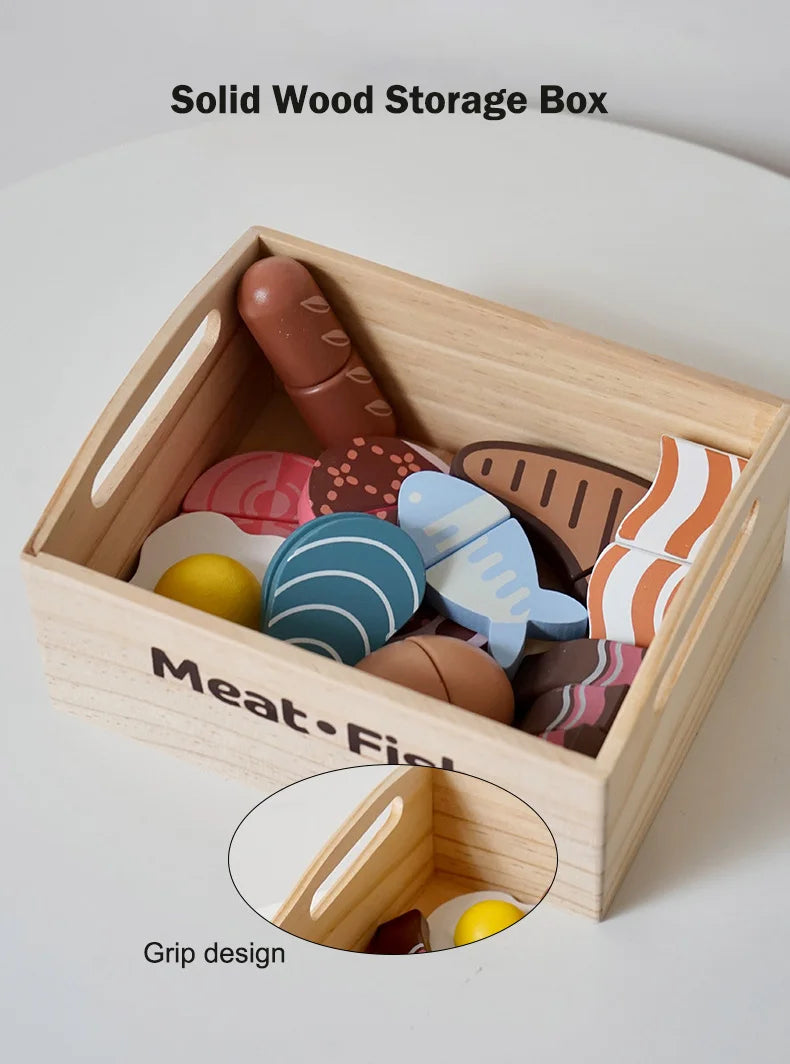 Wooden Pretend Play Toys Cutting Food Fruit Vegetable
