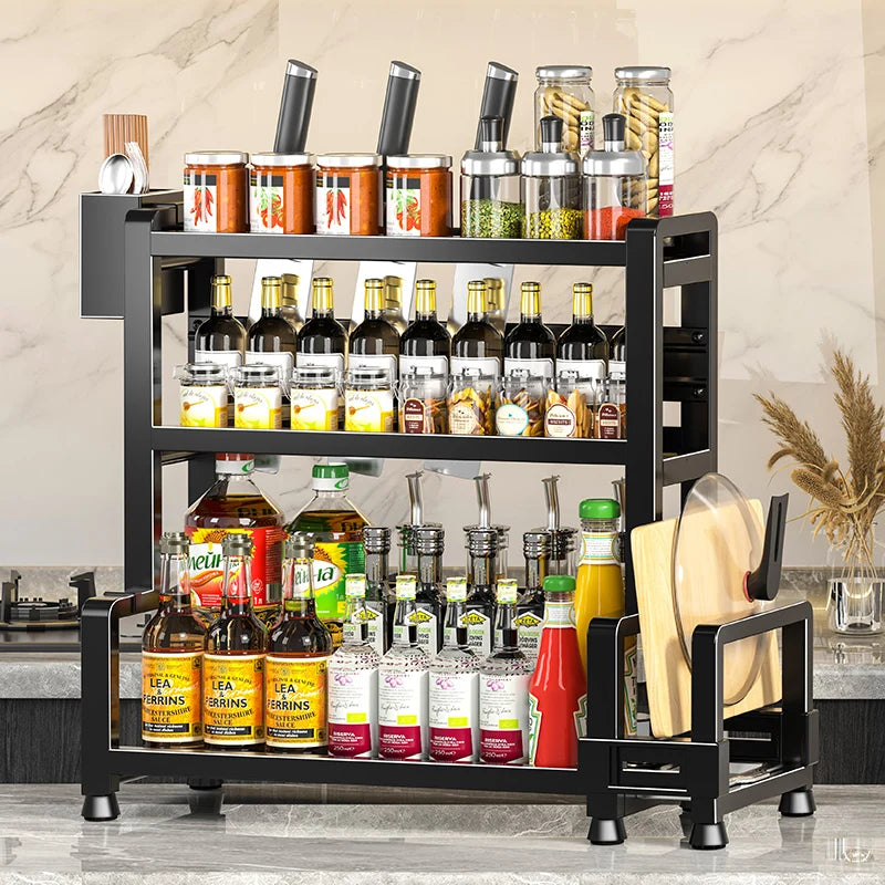 2-3 Tier Adjustable Metal Spice Rack Storage Box