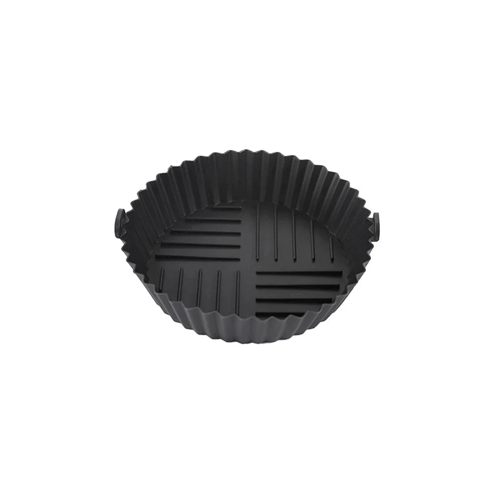 1pc Silicone Air Fryer Baking Tray Circular Foldable