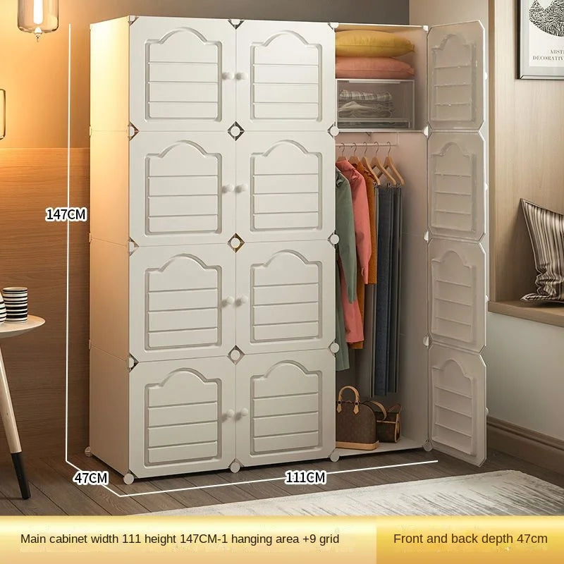 Bedroom Dustproof Clothes Cabinets Plastic Collapsible Durable