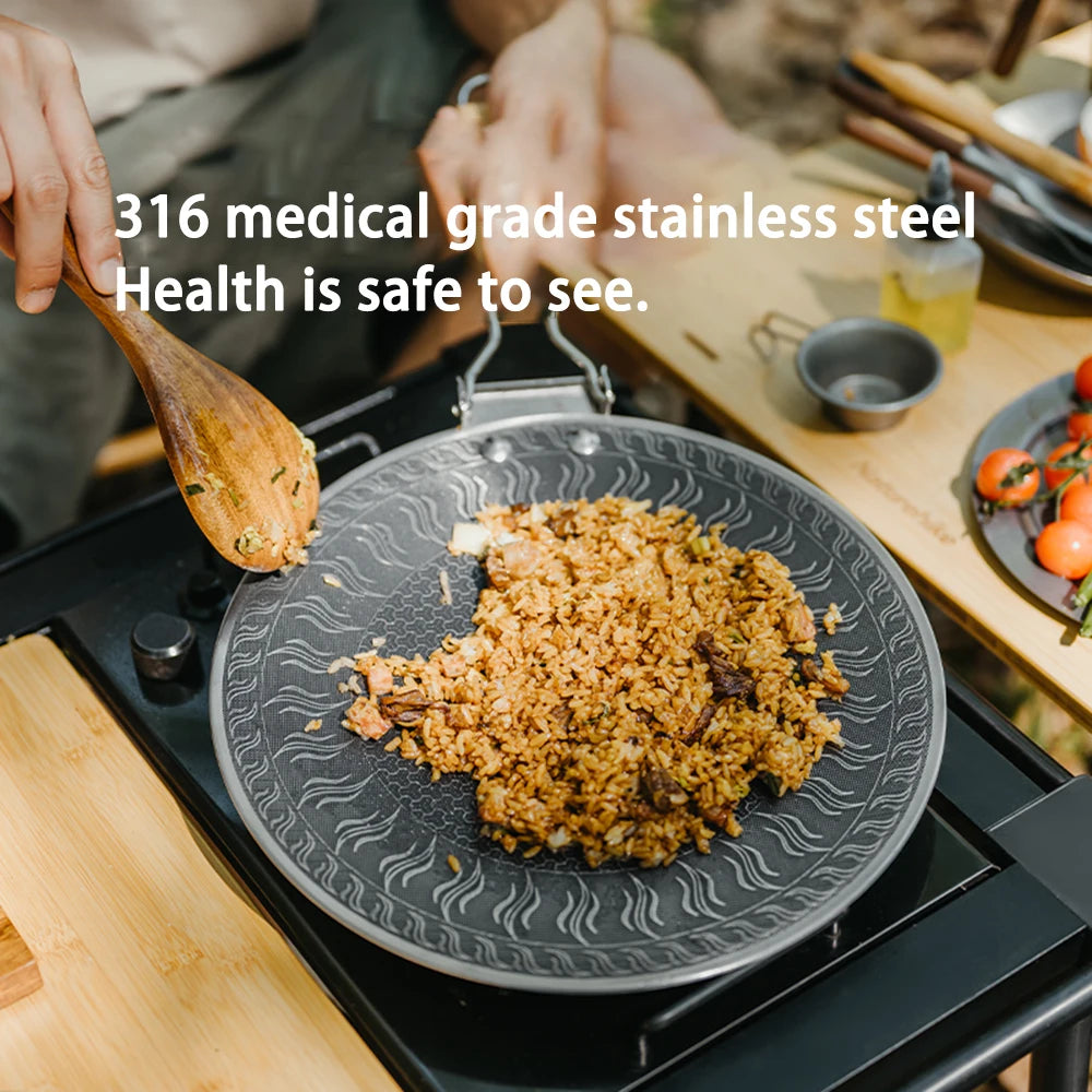 Naturehike Stainless Steel Grill Pan Round Non-Stick Barbecue