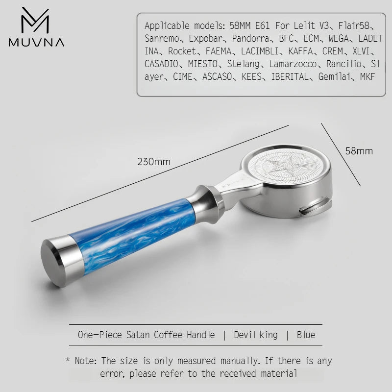 Muvna Espresso One-Piece Portafilter Satan Series 58mm E61